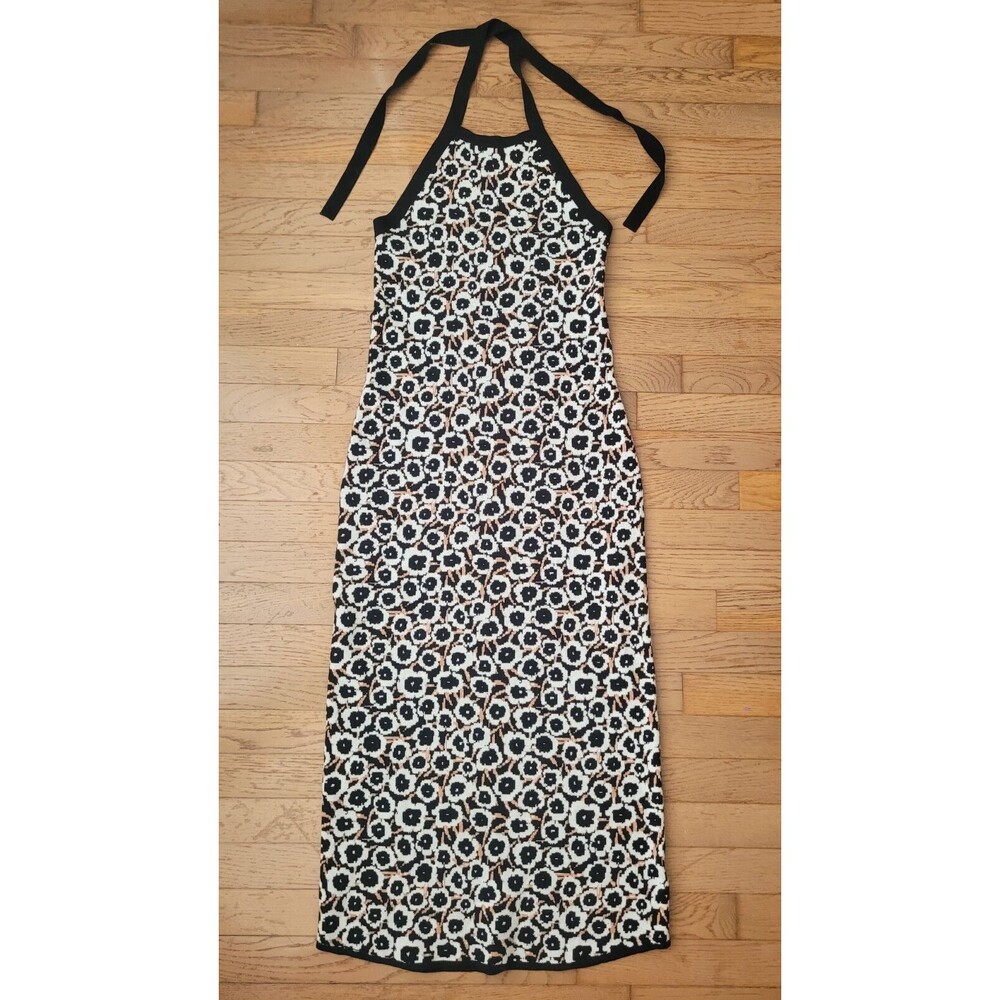 DIANE VON FURSTENBERG NWOT Multicolor Print Halter Knit Dress Midi Stretch S
